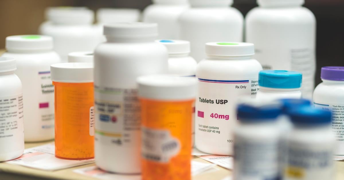 assorted pill bottles for over-the-counter and prescription pills